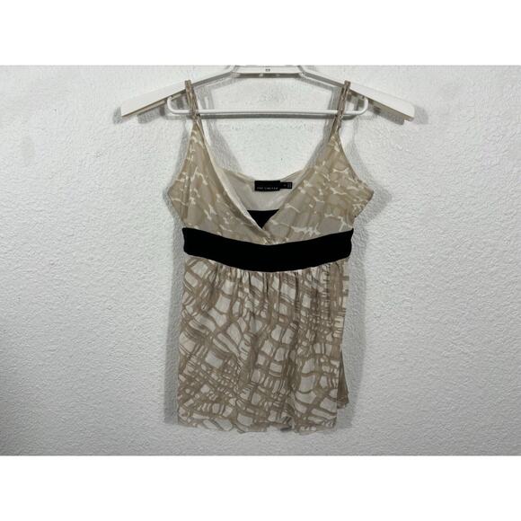 The Limited Tops - Vintage Y2K Cami Tank Top The Limited Size M Mesh Nylon Beige Geometric